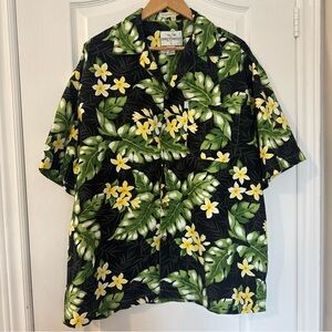 SUNSET BREEZE Men’s 2XL Hawaiian style, novelty, Cocktail Green Print